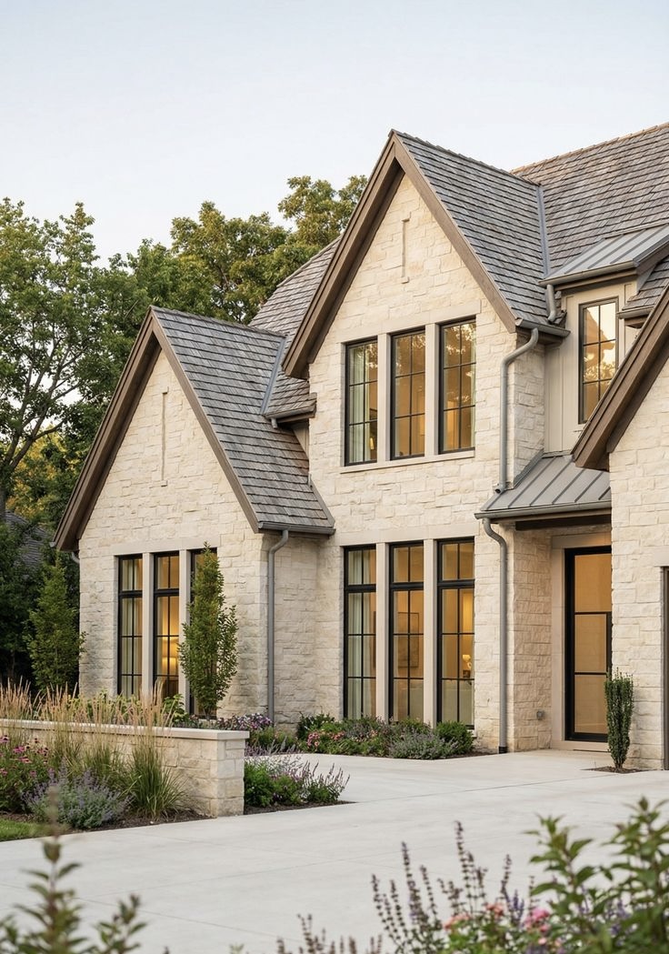 Sunlit Texas hill country home porch at golden hour